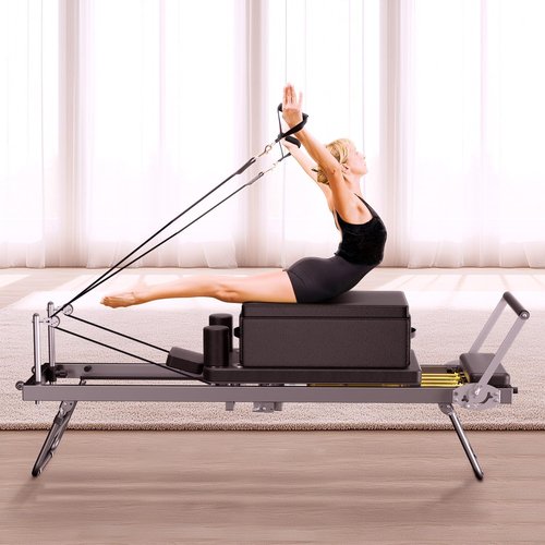 AddWin Pilates Reformer Sitting Box, Pilates Equipment for Home Gym and Professional Studio Use, Pilates Reformer Accessory for Pilates Exercises - Upgrade Foldable Deisign Patent