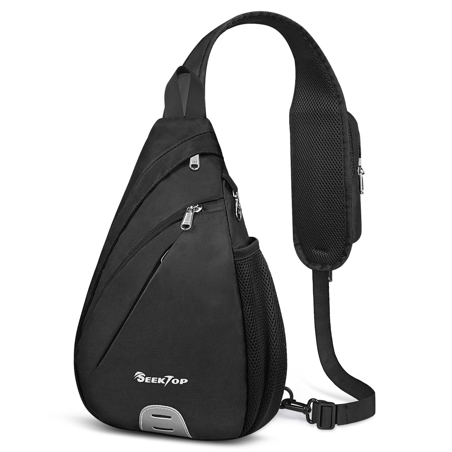 Seektop Anti Theft Crossbody Bag for Women RFID Blocking Waterproof Sling Backpack Lightweight 400D Nylon Small Chest Pack Shoulder Bag for Travel Hiking Commuting Men Black