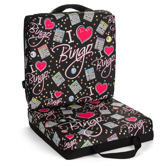 I Love Bingo Black Pattern Double Cushion for Relief During Bingo