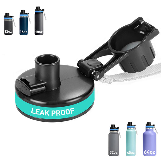 Flip Lid for Hydro flask Wide Mouth 12, 16, 18, 32, 40, 64 oz Water Bottles, Spout Lid for Hydroflask, Thermoflask and Other Sports Water Bottles with Button Lock, Easy Carry, Leak Proof