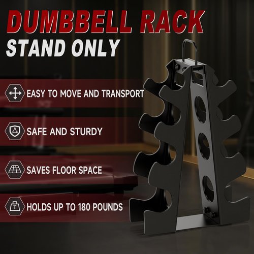 JUGGHOME Dumbbell Rack Stand Only,Small Weight Rack,4Tier Compact A-Frame Dumbbell Rack With Handle,Weight Holders For Free Weights,Weight Tree Rack For Women Home Gym(Dumbbells not included)