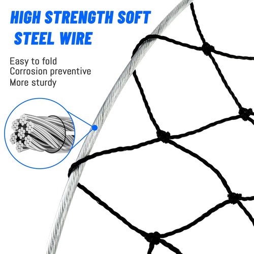 EcoBrisa Foldable Bridge and Pier Fishing Net for Pier Fishing High Load Drop Net Fish Basket for Saltwater Freshwater Collapsible Basket with 49.2 FT Rope Soft Steel Hoop (Black, 32 * 36inch)