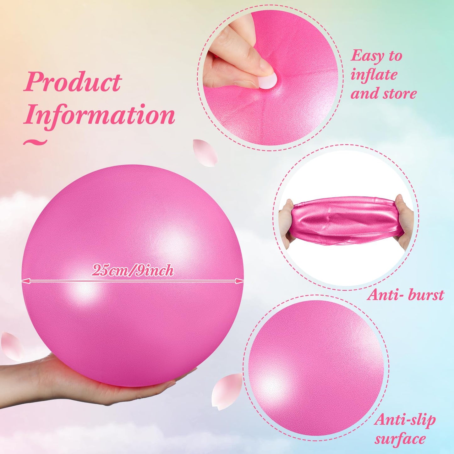 Sotiff 20 Pcs Small Exercise Pilates Ball Bulk 9 Inch Mini Yoga Ball Anti Burst and Slip for Stability Fitness Physical Therapy Stretching & Core Workout at Home Gym Class(Pink,Purple)