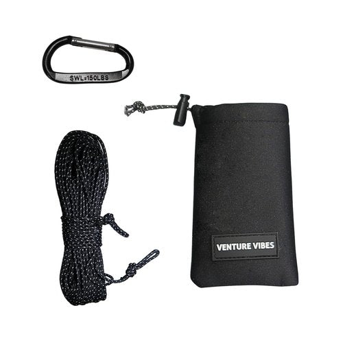 VENTURE VIBES | Premium Ultralight Bear Bag Kit for Backpacking | 10L Dry Bag - Neoprene Rock Sack - Reflective Slick Rope - Hanging Food Storage for Camping and Backpacking (Dark Grey)