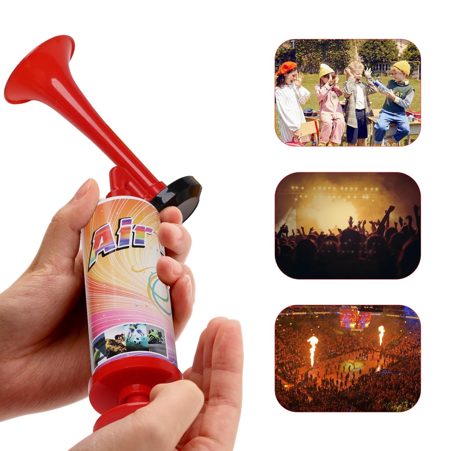 Mini Air Horns, Loud Sound Non-Toxic Party Horns for Children, Ball Pump with Needle, 3-in-1 Compatible with Balloons, Football, Swim Rings (Mini Ball pump 2pcs)