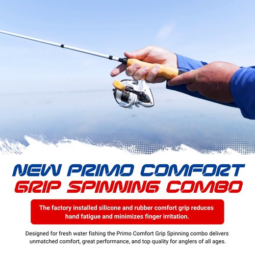 Ardent Primo Comfort Grip Fishing Rod and Reel Combo, Pink, 5.1:1 Gear Ratio and 4+1 Ball Bearings, 2000 Size Reels, Reduce Hand Fatigue and Irritation, Spinning Pole for Freshwater Fish