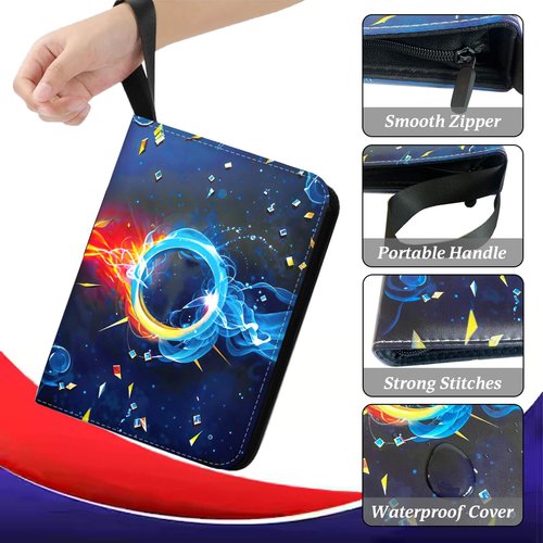 Trading Card Binder 4-Pocket, 400 Top-Loading Slots Collectible Trading Card Album with 50 Removable Double-Sided Pages for MTG, TCG Game Cards and Sports Cards Storage - Black