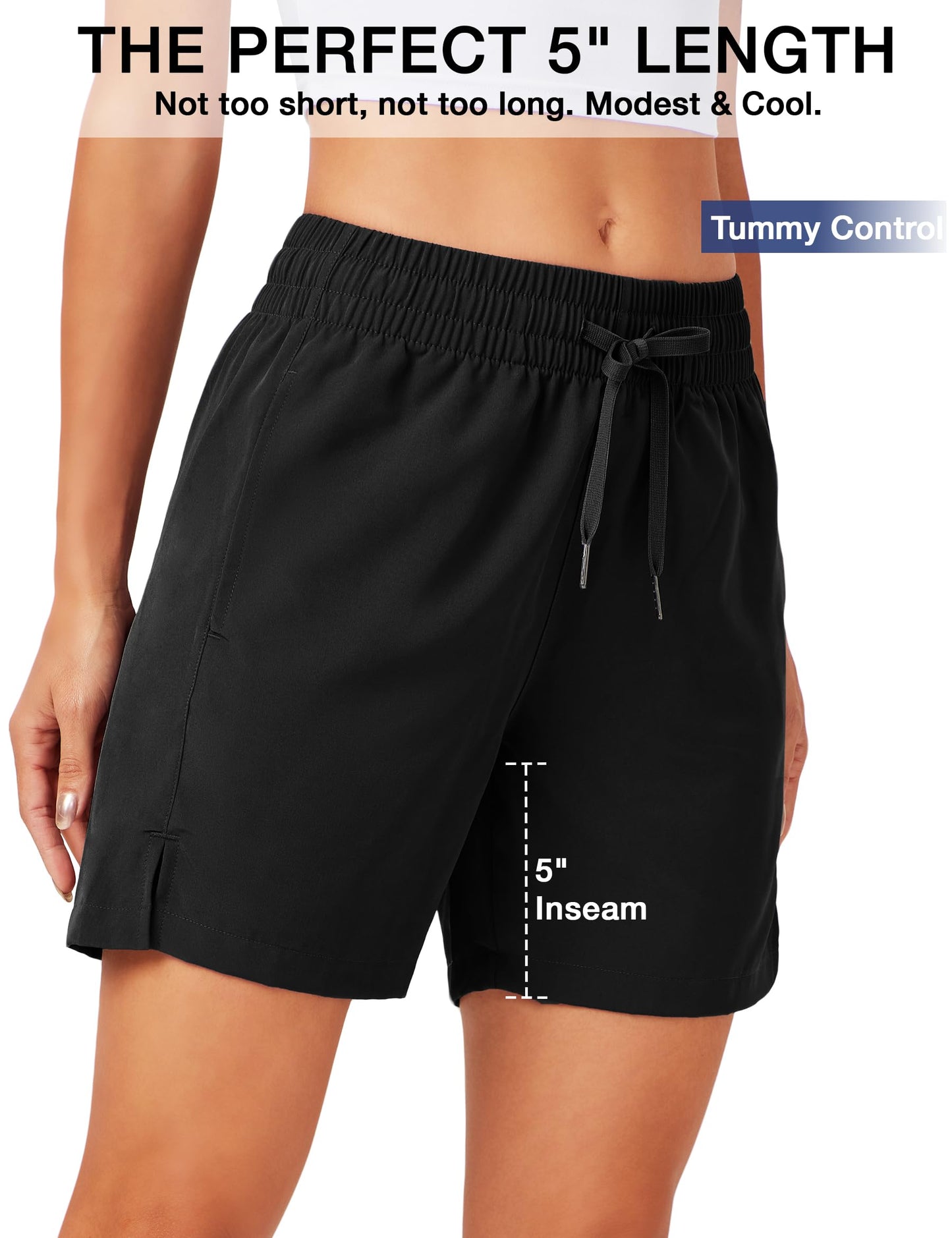 ZUTY 3 Pack 5" Womens Athletic Shorts Basic Running Shorts Lightweight Quick Dry Gym Workout Shorts with Pockets Black-Black-Black L