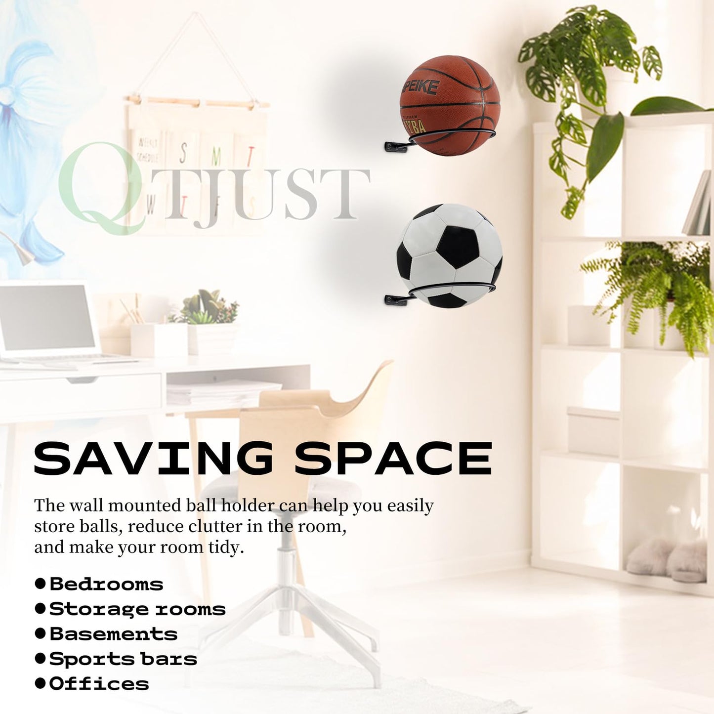 6in 20Pack Metal Ball Holder Wall Mount for Basketball Football Display