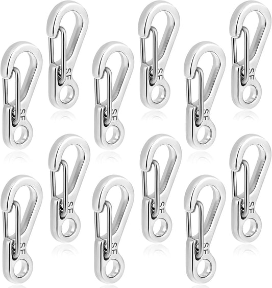 12 Pcs Tiny Carabiner Clip Multi-Purpose Keychain Small Hanging Buckle Metal Hook Micro Multi-Purpose Key Alloy Key Rings Outdoor Hiking Fishing Camping Backpack Accessories