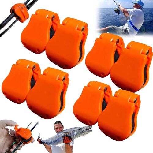 Lilybady-Top Multifunctional Rod Holder, 2025 New Multifunctional Fishing Rod Holder - Prevent Entanglement and Bumps, Portable Beach Fishing Pole Holder, Auto Fixed Clip On Wall Mount (Orange,8pc)