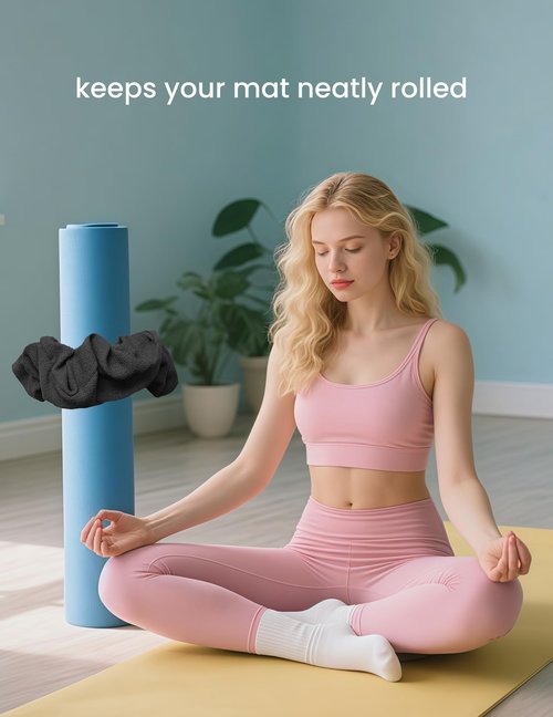 Yoga Mat Scrunchie - Holds Your Yoga Mat in Style - Adjustable & Stretching Fabric - Fits All Standard Yoga Mats Dark Gray
