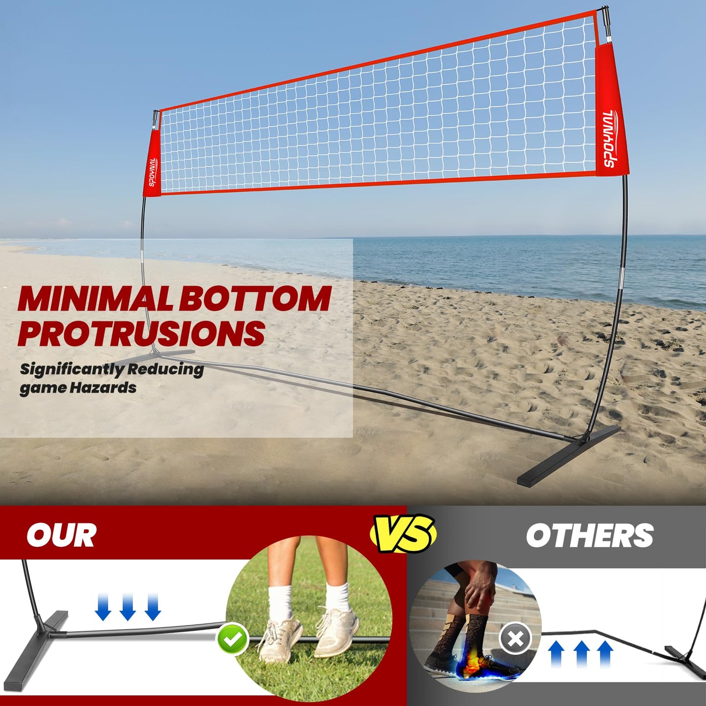 12FT/20FT Portable Volleyball Net System for Backyard - Adjustable Height Freestanding Training Equipment, Outdoor Indoor Practice Set with Carry Bag & PU Ball