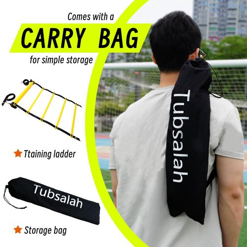 Tubsalah 20ft Adjustable Agility Ladder with Carry Bag – Football Training Equipment & Speed Ladder for Soccer, Basketball – Agility Training Equipment for Footwork Drills