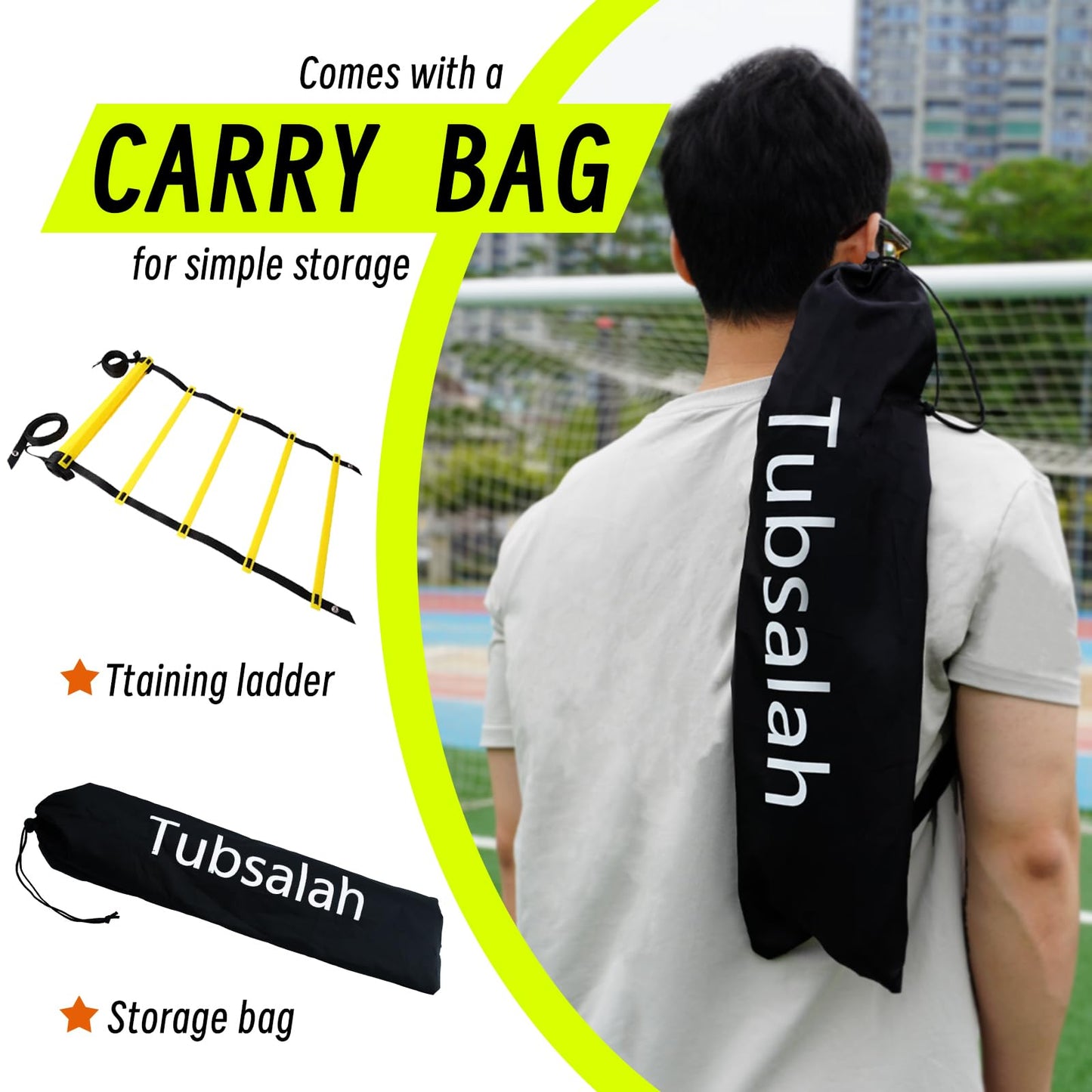 Tubsalah 20ft Adjustable Agility Ladder with Carry Bag