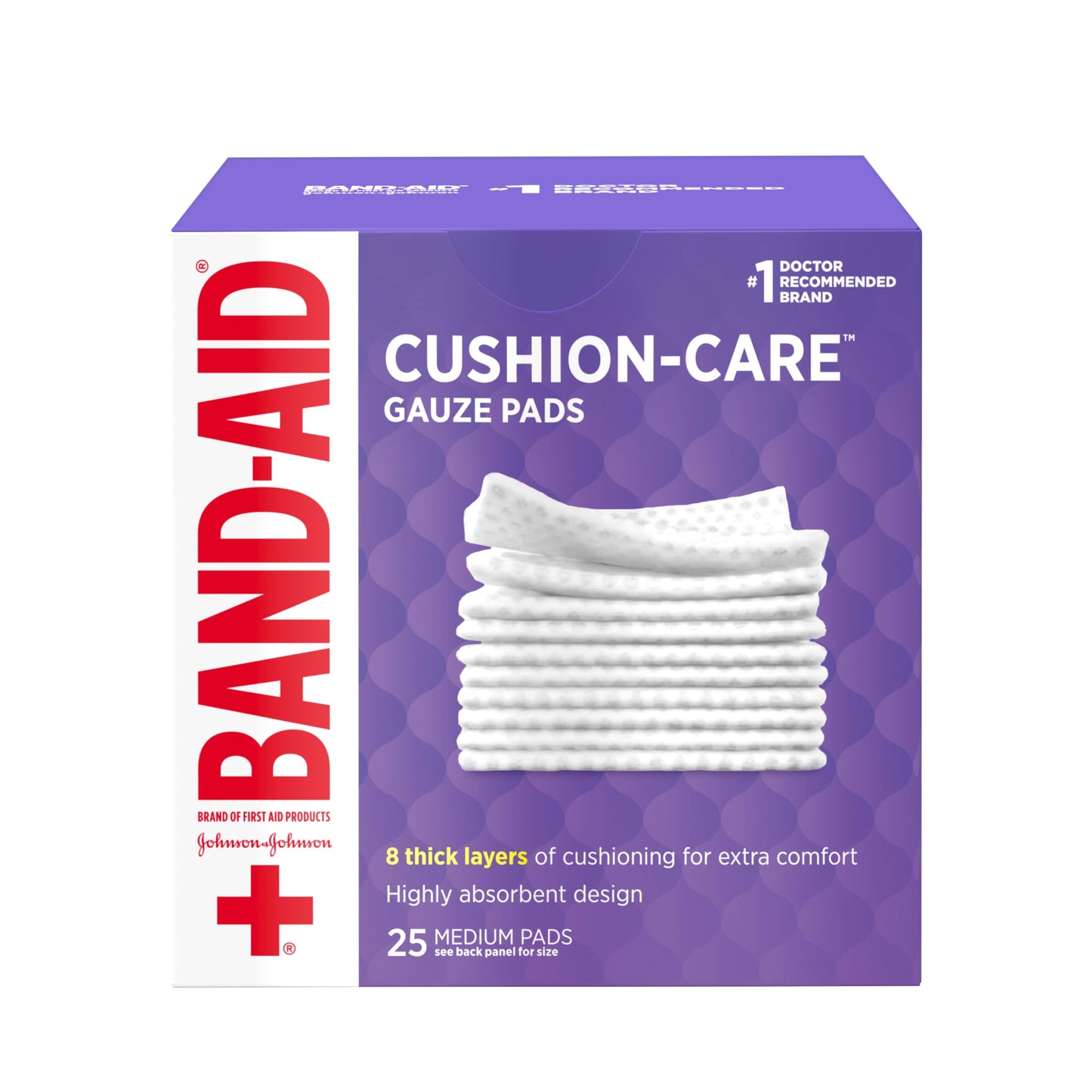 BAND-AID Brand Cushion Care Sterile Gauze Pads for Protection of Minor Cut, Scrapes & Burns, Non-Adhesive & Wound Care Dressing Pads, Medium Size, 3 inches x 3 inches, 25 ct