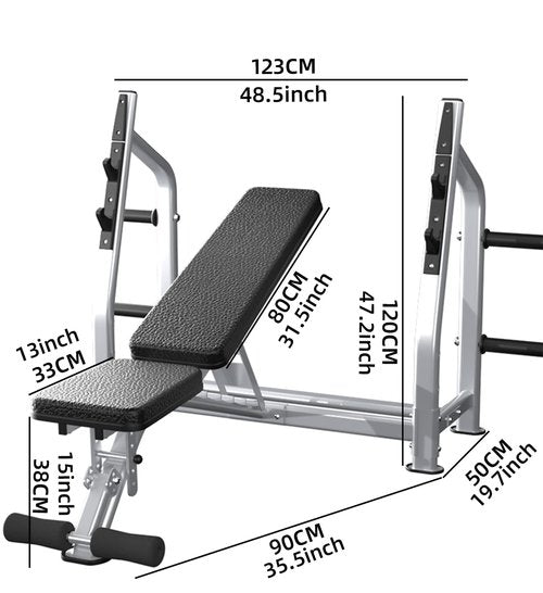 Weight Bench Press Station - Olympic Powerlifting Equipment - 700lbs Capacity 2.0mm Heavy-Duty Steel Frame Incline/Flat Bench Press Rack