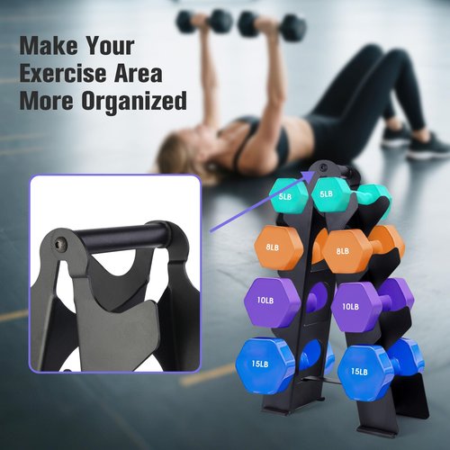 Dumbbell Rack Stand Only(Dumbbells not Included), Compact A-Frame Weight Rack for Dumbbells, Rust-Resistant Coated Dumbbell Storage Rack, Dumbbell Stand with Handle & Non-Slip Base for Home Gym