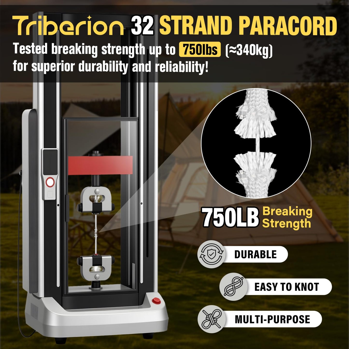 TRIBERION Paracord Rope 750 lb - 200ft 5/32" Parachute Cord 4MM 12-Strand para Cord - Heavy Duty Spool String for Survival,Camping Gear, Survival Bracelet, Clothesline - White