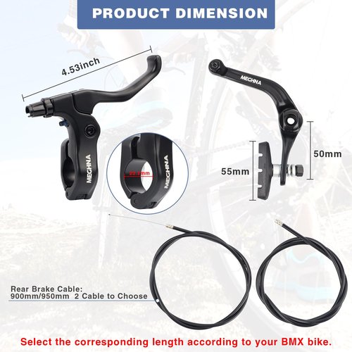BMX Rear Aluminum Alloy Rim Brake Set，Bike Rear U Brakes Set, Complete Rear Brake kit for BMX Bike, Right Bike Brake with Cables and Brake Pads,Rear Rim Brake Set，Bike Rim Brake Sets,Universal
