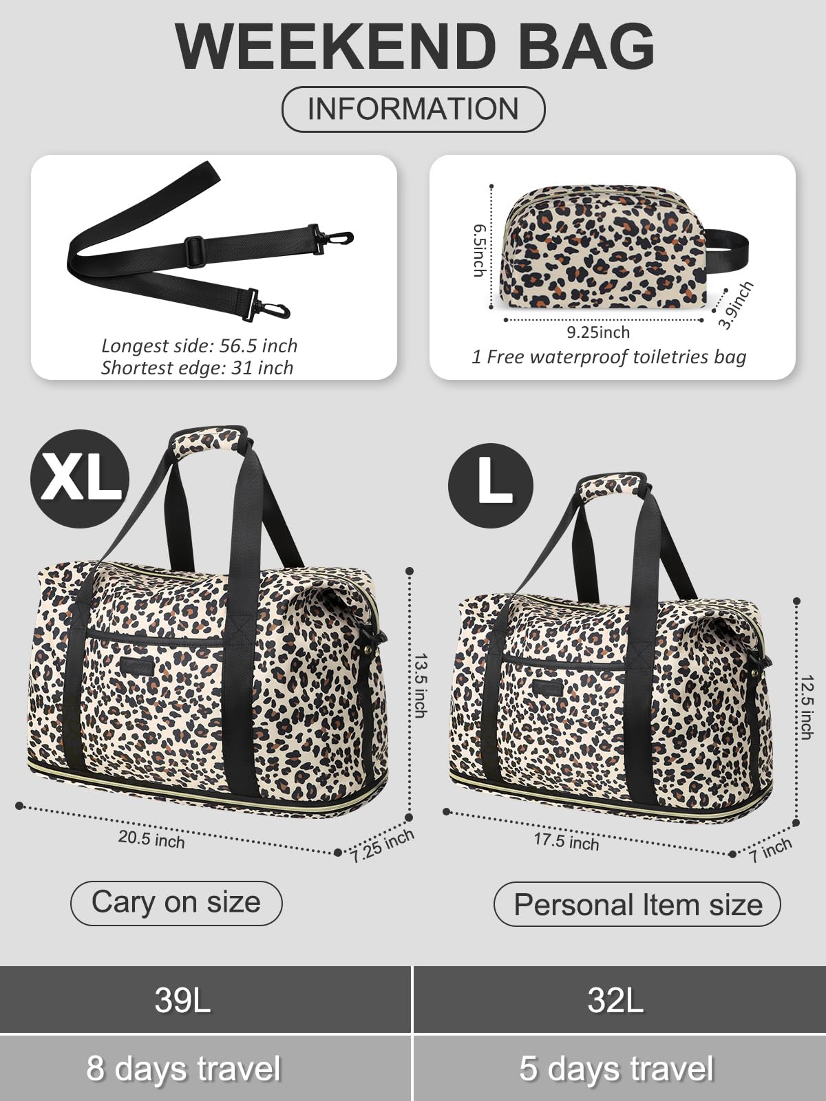 Capolo Expandable Travel Duffle Bag Weekender Overnight Bags for Women Men