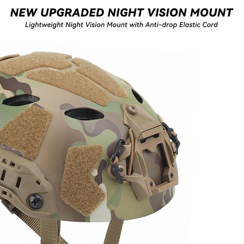 AOUTACC Lightweight Tactical Fast Helmet, Integrated Tactical Airsoft Helmet with NVG Mount Base, Side Rails,Pre-Slotted Headset Strap and Helmet Accessories for Outdoor Sports-Camouflage