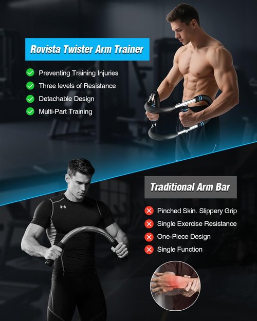 Twister Arm Trainer – 40–100lb Adjustable Resistance Chest Workout Equipment – Portable Chest Clip Trainer and Arm Exerciser for Visible Gains and Sculpted Muscle (Black and Blue)