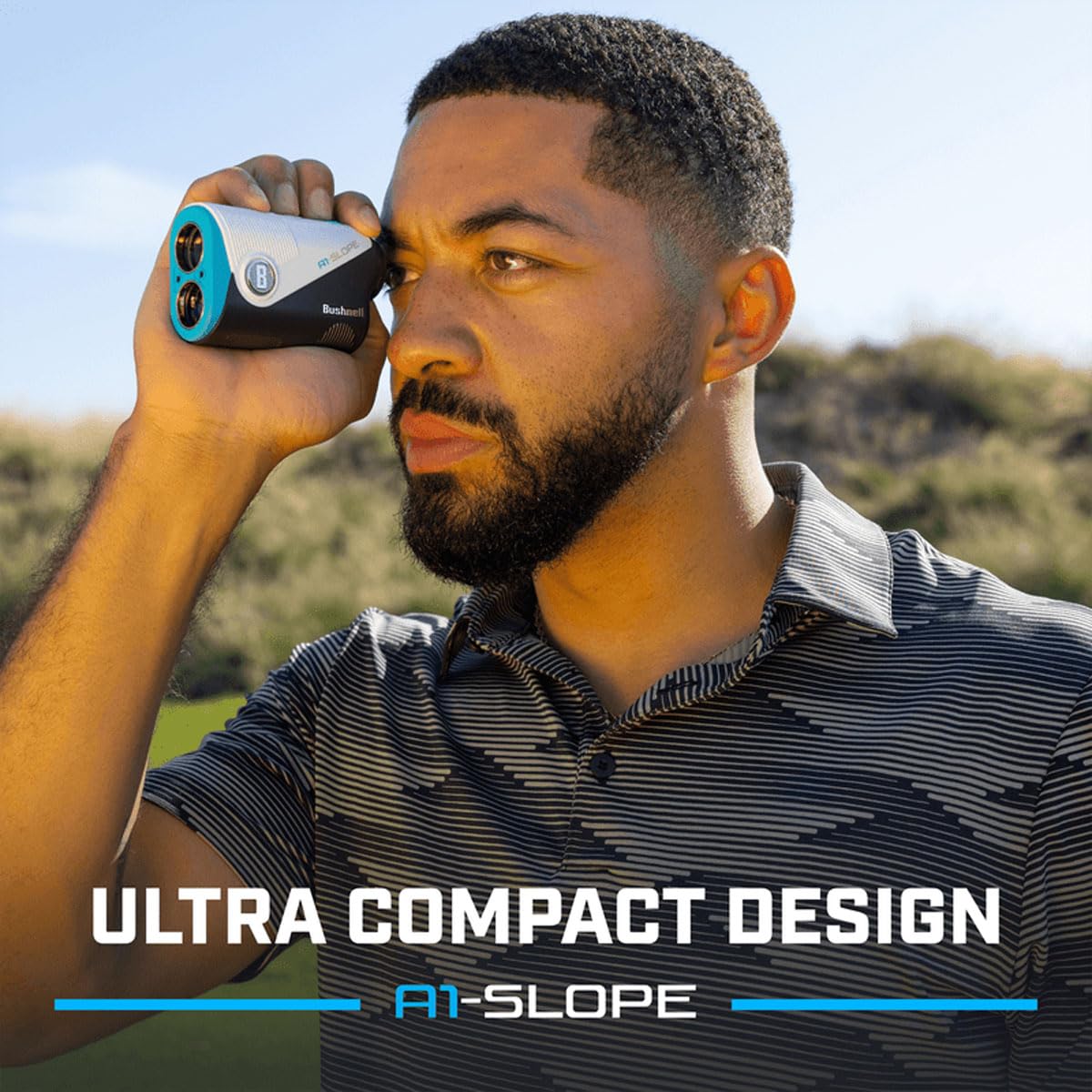 Bushnell Golf A1-Slope Ultra-Compact Laser Rangefinder | Slope Compensation, Magnetic Skin, PinSeeker, 6X Magnification, 1300 Yard Range, LCD Display, Signature Series Power Bundle