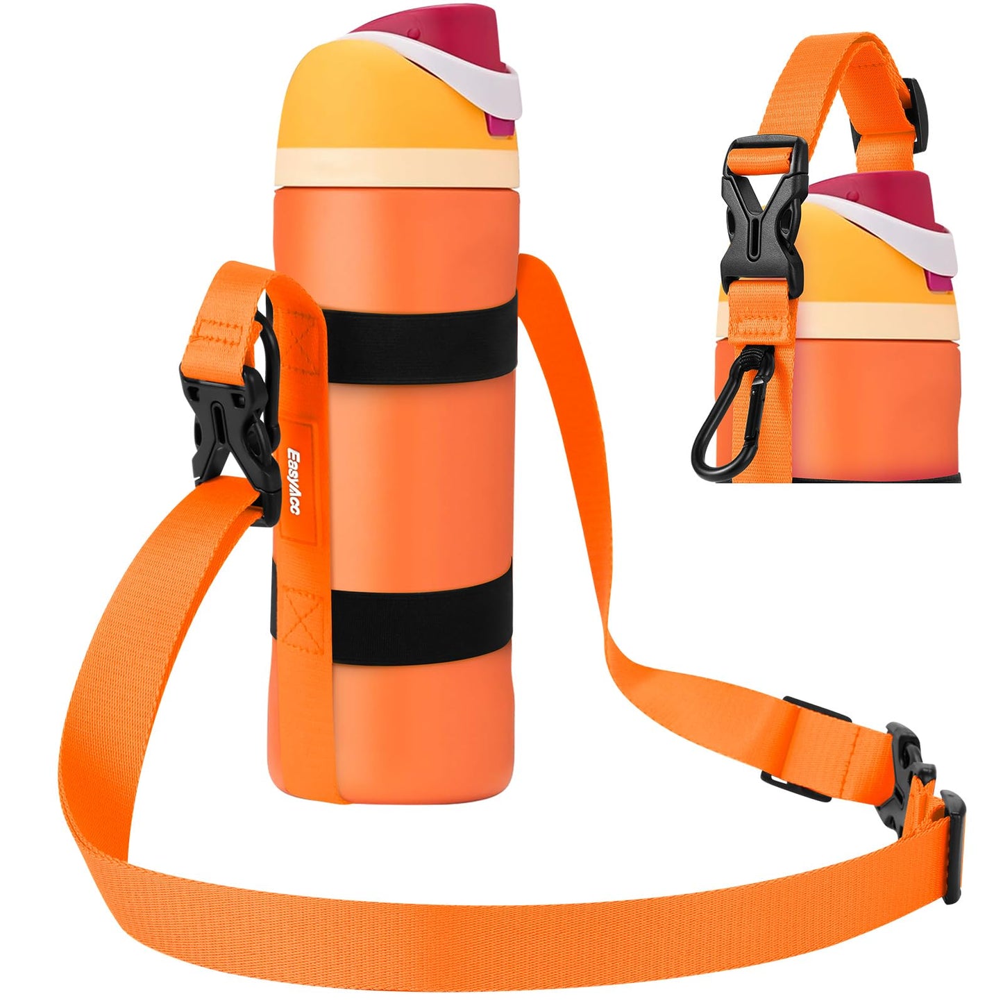 EasyAcc Water Bottle Holder Strap Sling, for Owala FreeSip 24 32 40 oz, Hydro Flask, Cirkul, Yeti, Stanley Flip, Universal Water Bottles, with Carabiner, for Walking Curise Travel (Bottle Excluded)