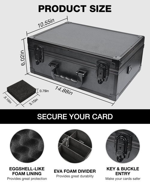 ySky Toploader Metal Storage Box for 3"x 4" 35pt Rigid Card, Sports Card Storage Boxes for Trading Cards,Top Loader Card Storage Hard Case, Top Loaders Holder (Holds 600+Toploaders)