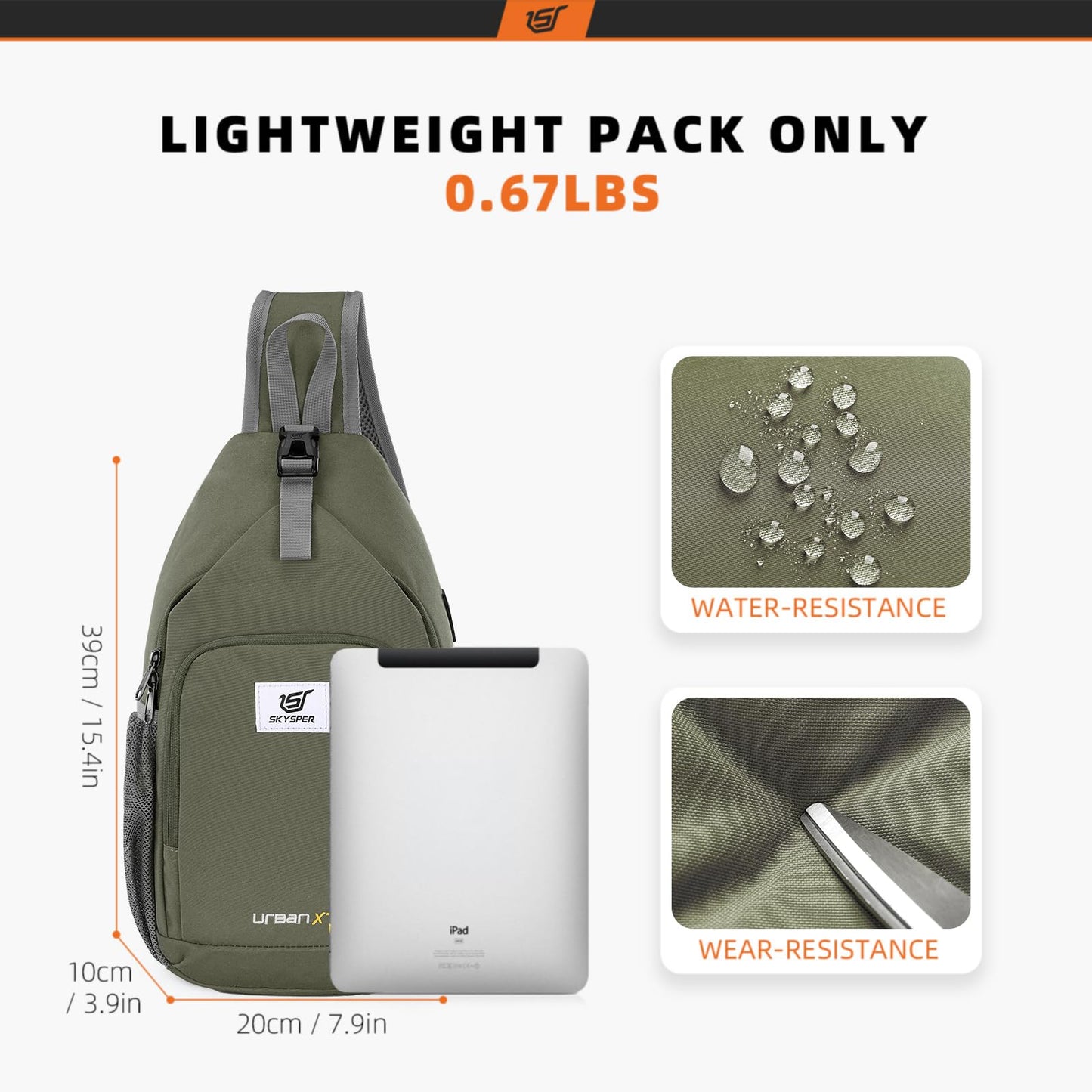 SKYSPER Sling Bag RFID Crossbody Sling Backpack Cross Body Shoulder Bag Travel Hiking Daypack for Women Men(Light Taupe)