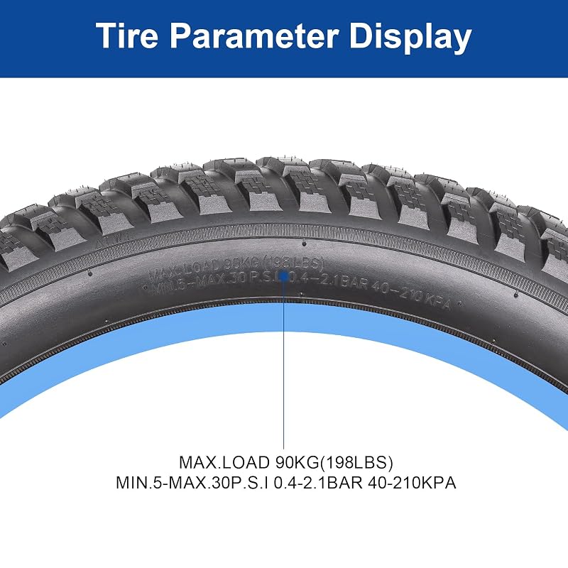 20x3.0 Fat Bike Tire 76-406 for E-Bikes – Folding, 90kg Load, 30 PSI