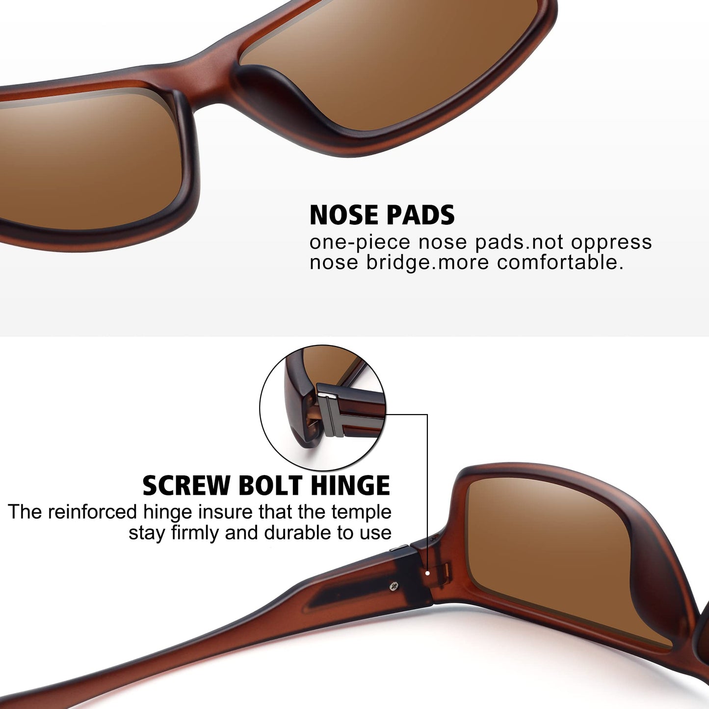 STORYCOAST Polarized Sports Sunglasses for Men Women Unbreakable Frame Cycling Fishing Driving 2Pack Black+Brown