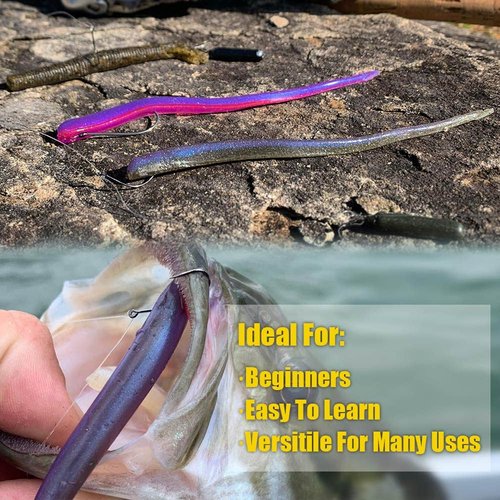 Drop Shot Rigs for Bass Fishing Ready Rig with Hooks and Sinker Weights (Hook Size 2-Weight 1/4 oz-Qty 5)