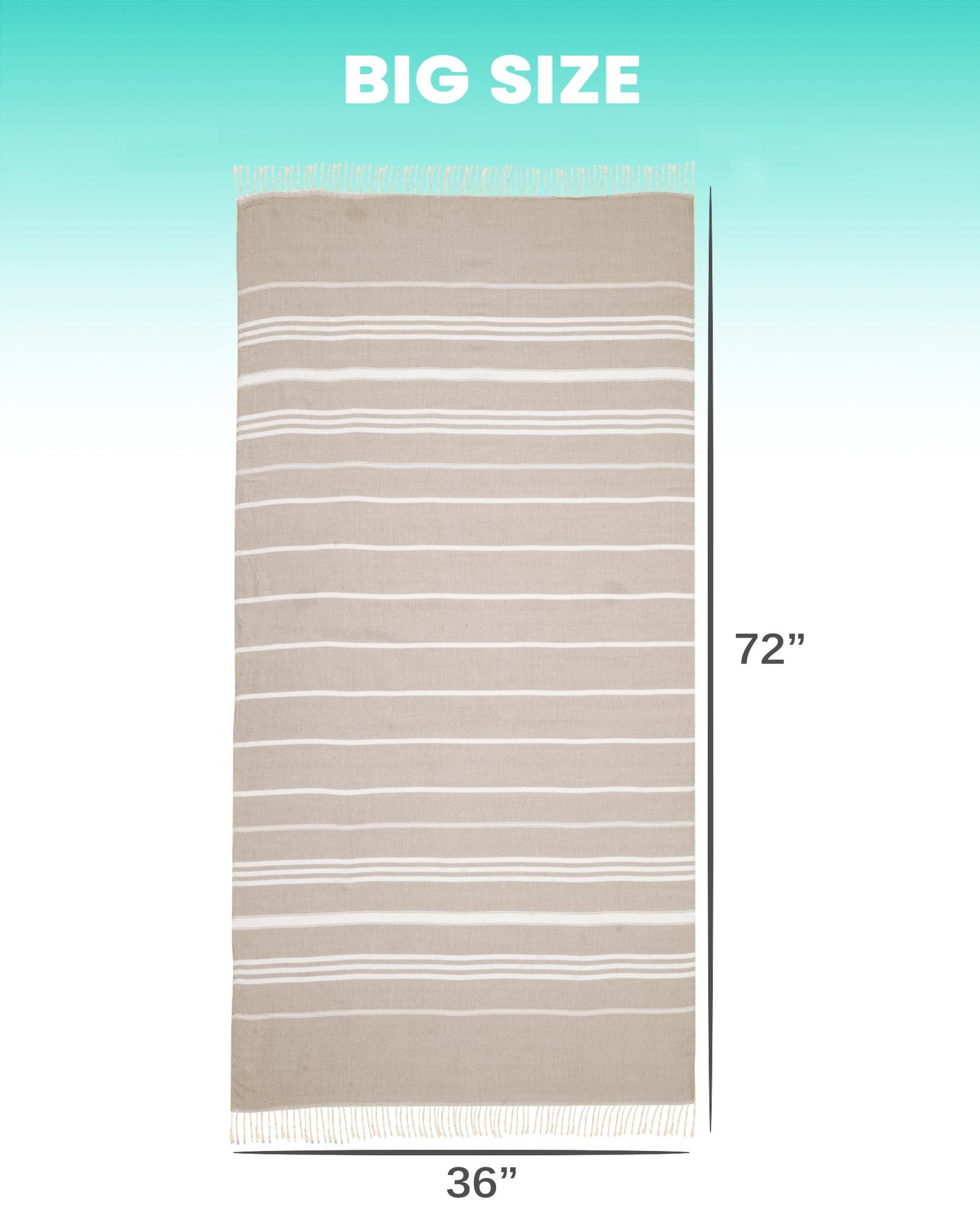 2 Packs Cotton Turkish Beach Towels Sand Free Quick Dry Oversized Bath Pool Swim Towel Large Extra Xl Big Blanket Adult Travel Essentials Cruise Accessories Must Haves Clearance Vacation Stuff