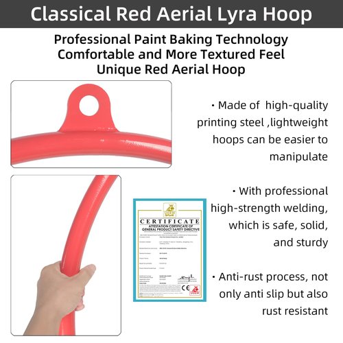 PRIOR FITNESS Aerial Hoop Set - Professional Circus Lyra Kit With Complete Rigging Hardware, Acrobatics Equipment Hanging Rings for Home, Yoga Dance Sling