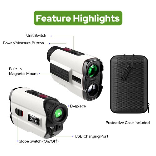 APTGRF Golf Rangefinder with Slope Switch, 800 Yards Laser Range Finder with Flag Pole Locking Vibration, 6X Magnification and Rechargeable Battery