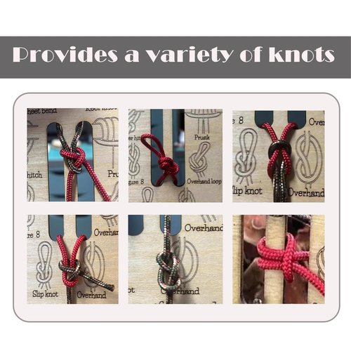 Learn Knot Training Board- Many Popular Knots,Learning Knot Tying Kit,Learn to Tie Knots Kit for Adults Beginner How to Knot Advised Fishing Backpacking Hiking Outdoor Camping Gear Knots