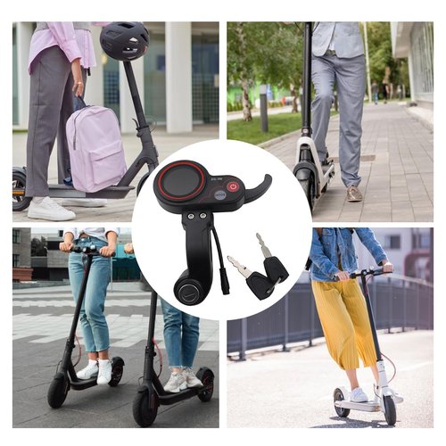 Wokyo ZQ-100 6 Pin LCD Escooter Display Button Control Scooter Odometer with Shifter Replacement, 36-60V Waterproof Electric Scooter Thumb Throttle Accessories