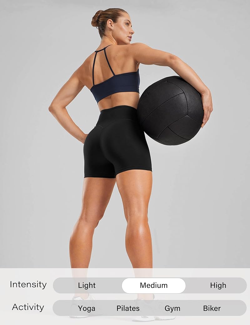 Unthewe Women's 4.5'' High-Waisted Biker Shorts - Squat Proof, Tummy Control (Black, Medium)
