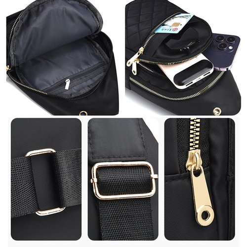 Crossbody Small Sling Backpack Crossbody Sling Bag, Chest Bag Daypack Fanny Pack Cross Body Bag for Outdoors Hiking Traveling (Black)