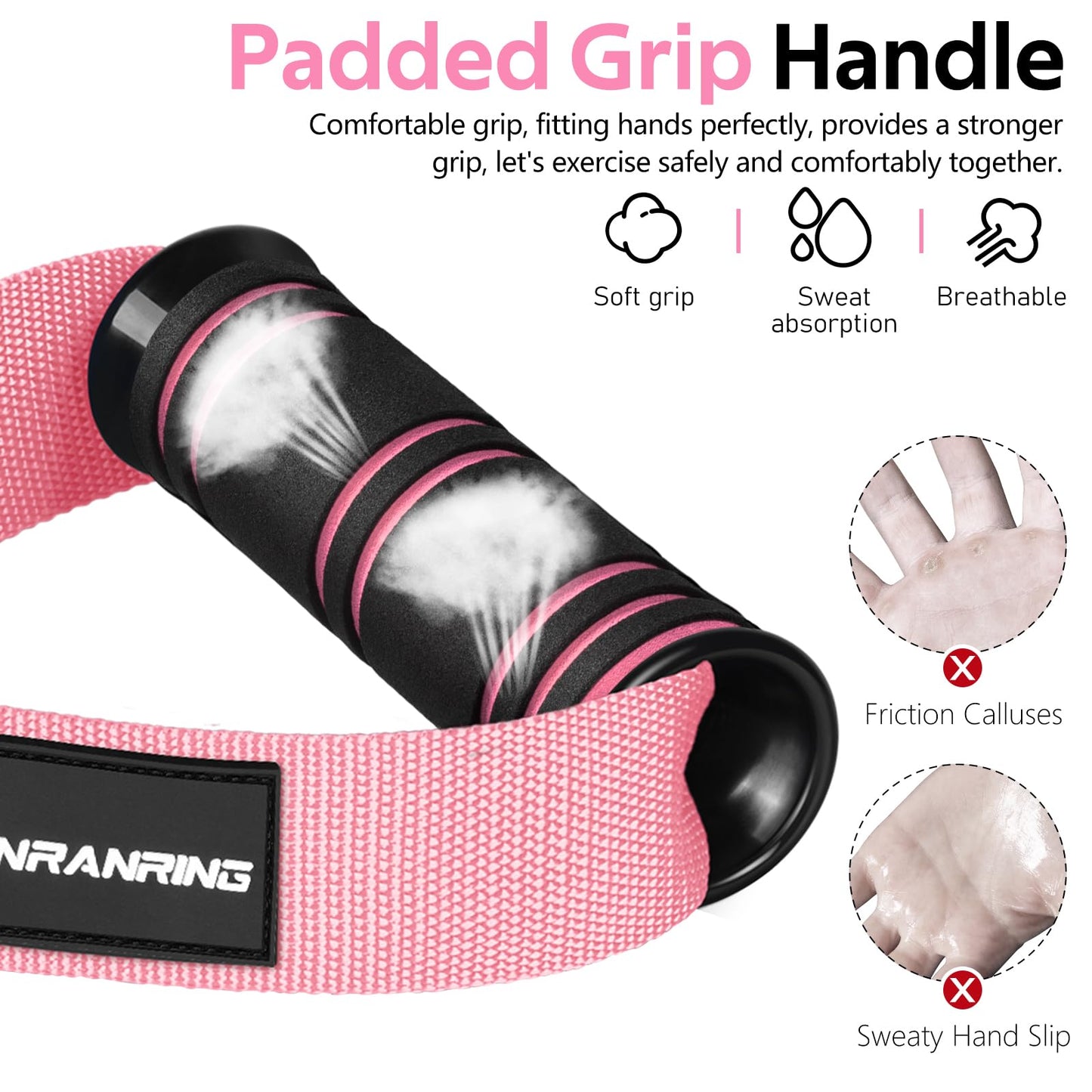 RENRANRING Gym Exercise Handles, Replacement Handle Attachments for Cable Machine Pulleys, Resistance Band and Strength Trainer, Pull Down Workout Accessories, Home Gym Add On Equipment