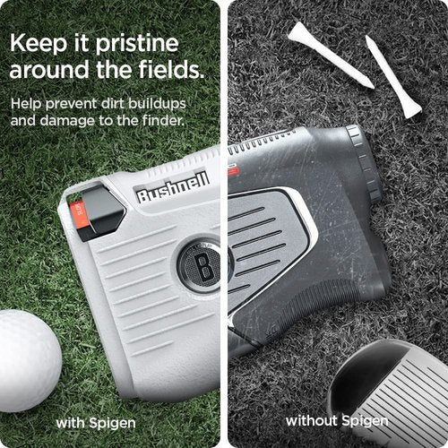 Spigen Golf Silicone Fit Rangefinder Case Designed for Bushnell Pro X3/X3+ Plus Rangefinder Case Compatible with AirTag - Light Gray