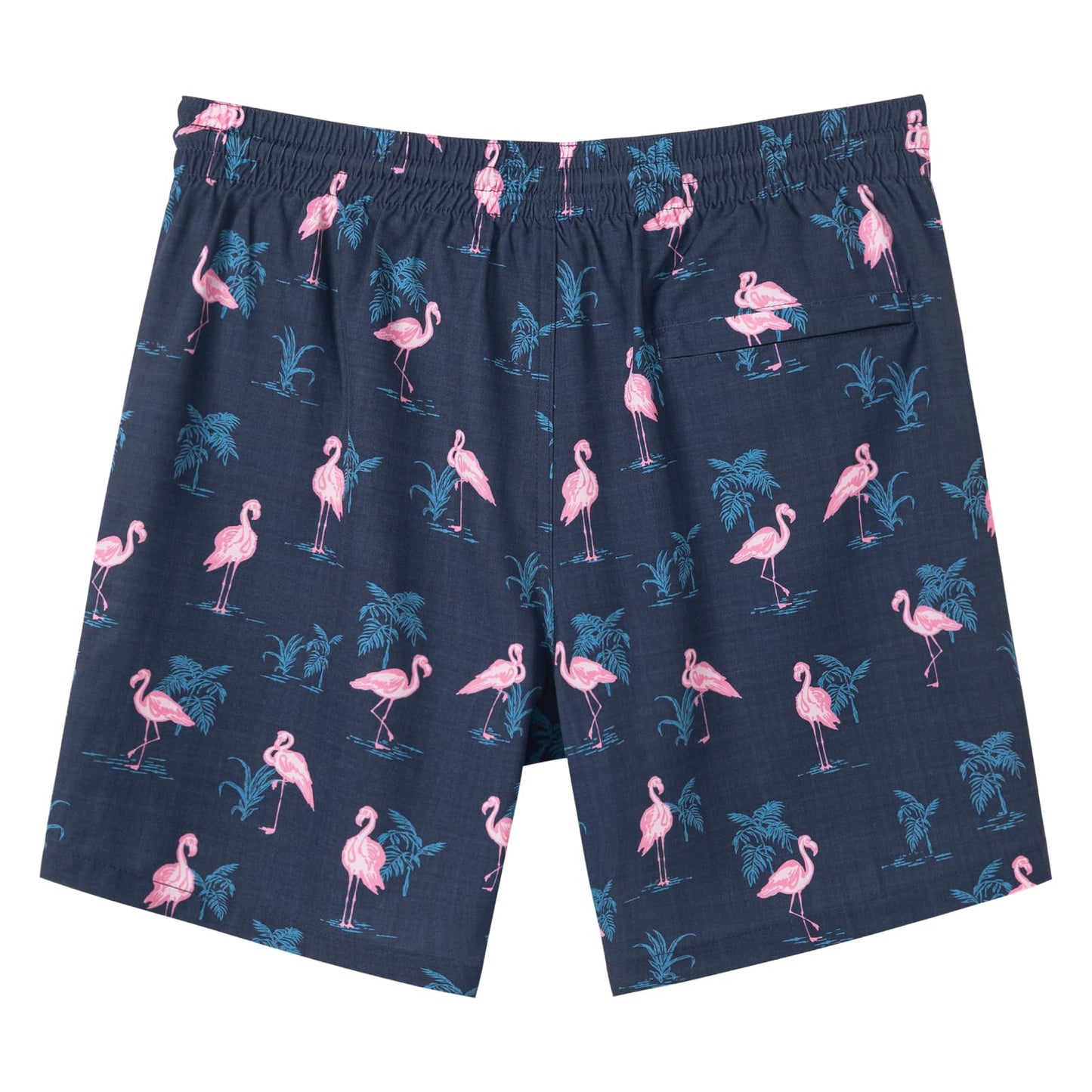 SURF CUZ Mens Swim Trunks with Compression Liner Quick Dry Swim Shorts 7" Swimming Trunks Stretch Bathing Suit 7 Inch,Flamingo-Black,L