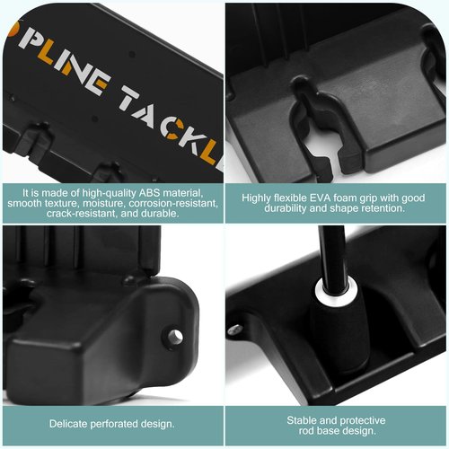 Topline Tackle 2 Set Vertical Fishing Rod Holders for Garage, Wall Mounted Fishing Pole Holders, Fishing Rod Rack for Storage 12 Rods