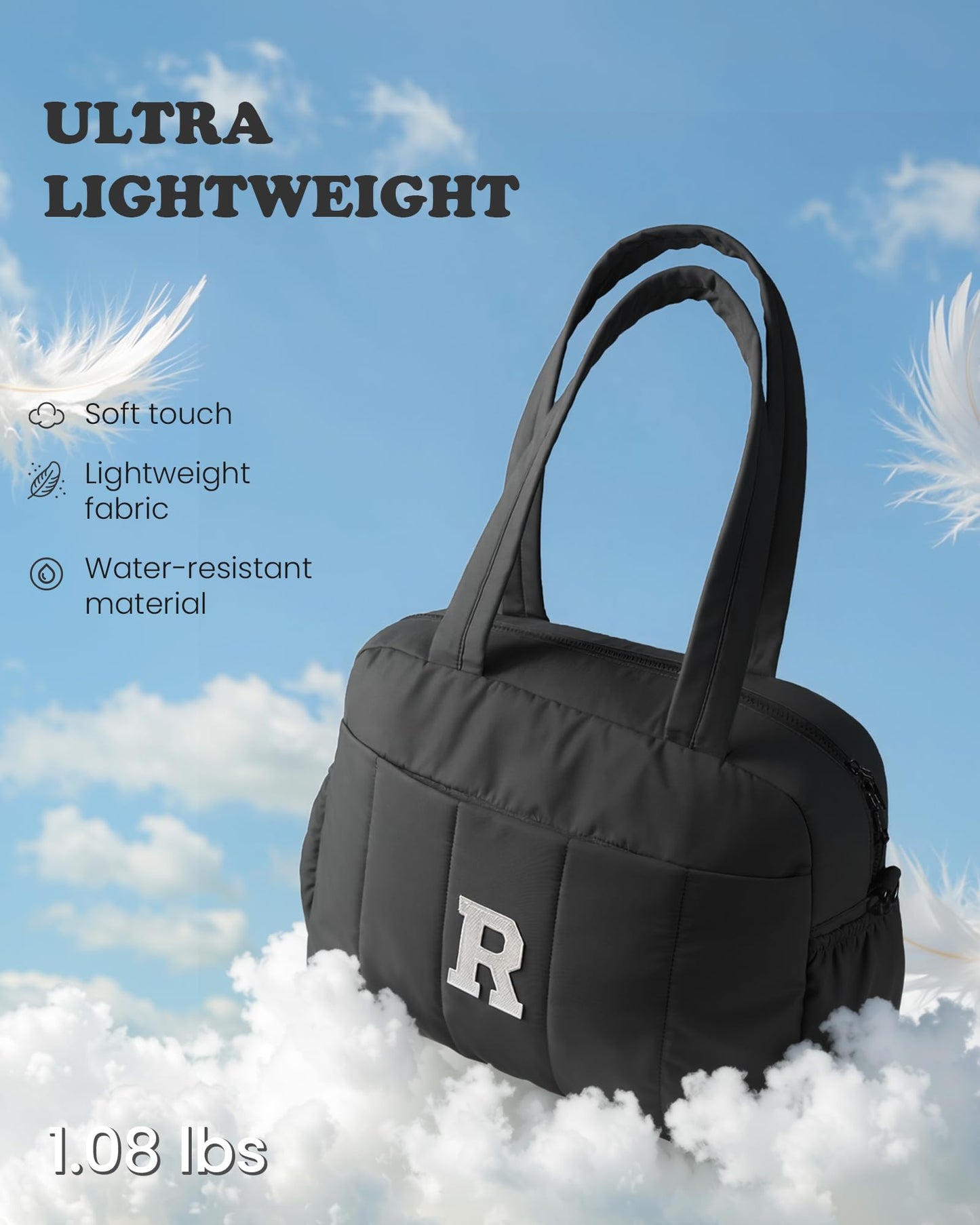 Vogewood Teenage Girl Birthday Gift-Monogram Gifts-Women Duffle Bag with Initial, Personal Item Travel Bags，Gym Bag with Wet Pocket，Lightweight Travel Bags Personalized Tote with Makeup Pouch