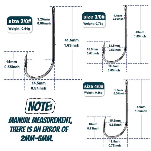 Grombolar Live Shrimp Hook Set, Carbon Steel Barbed Fishing Hooks, Freshwater Saltwater, Bass Carp Catfish Bait (6 Pieces, Sizes: 2/0, 3/0, 4/0)