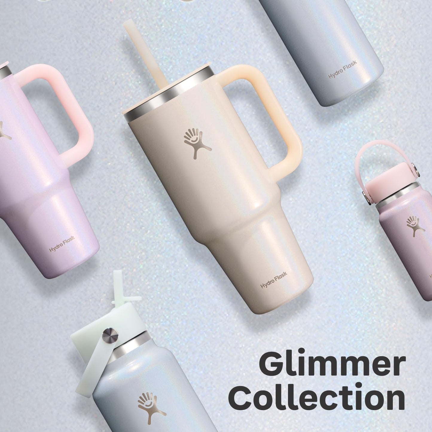 Hydro Flask Water Bottle - Insulated Stainless Steel - Wide Straw Lid, Non Spill, Leakproof in 32 Oz Glimmer Blue