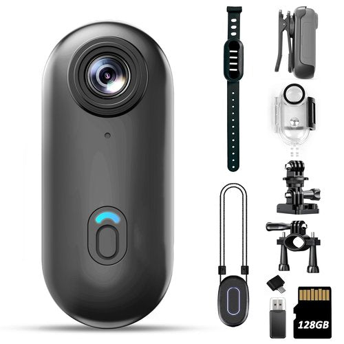 4K Mini Body Camera 128GB - Action Body Cam with Audio & Video- Thumb Hands Free Waterproof Recording Wearable Cameras - POV Worn Portable Personal Camcorder - for Work Travel Pet Walk Swim