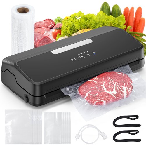 Vacuum Sealer Machine, 7-in-1 Vacuum Sealer for Food with Built-in Cutter and Bag Storage, Dry/Moist/Gentle Mode, Removable Drip tray, Complete Starter Kits